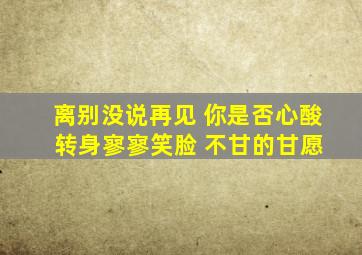 离别没说再见 你是否心酸 转身寥寥笑脸 不甘的甘愿